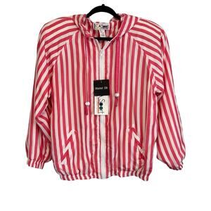 C.A.Sport Striped Hooded Jacket Pink Medium NWT